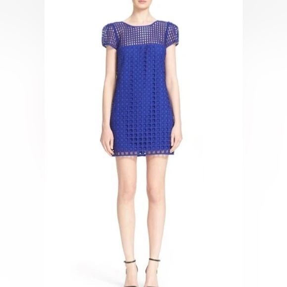 Milly Blue Chloe Illusion Net Dress - Picture 1 of 12